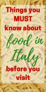 Food in Italy is an important part of the culture. Here are some things to know about eating in Italy so you can enjoy this part of your Italy vacation. Italian food | Italian cuisine | what you need to know about eating in Italy #italy #italianfood #italiancuisine #traveltips #italytips Food in Italy is an important part of the culture. Here are some things to know about eating in Italy so you can enjoy this part of your Italy vacation. Italian food | Italian cuisine | what you need to know about eating in Italy #italy #italianfood #italiancuisine #traveltips #italytips