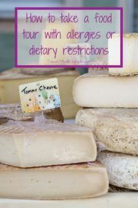 Have you been letting a food allergy stop you from taking a food tour? You CAN take a food tour with allergies or dietary restrictions! Here's how to do it. #traveltips Have you been letting a food allergy stop you from taking a food tour? You CAN take a food tour with allergies or dietary restrictions! Here's how to do it. #traveltips