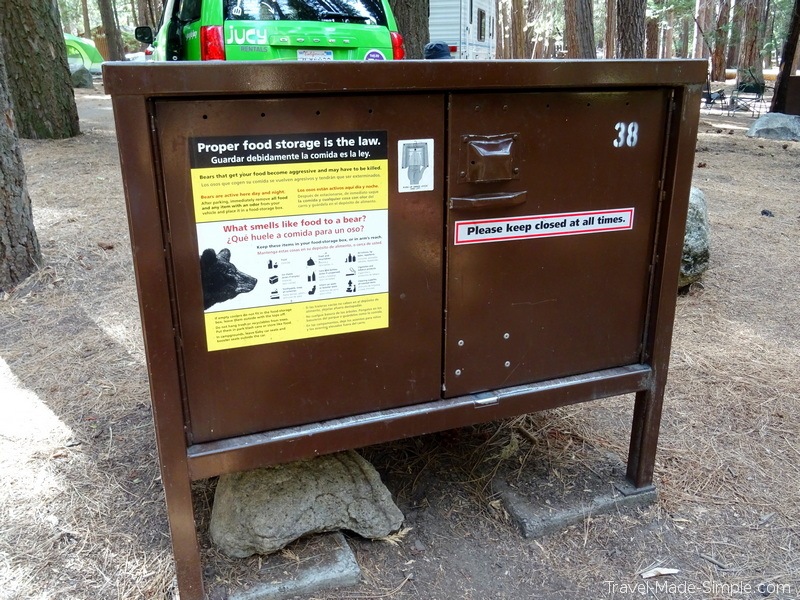 camping on a US road trip bear box tips